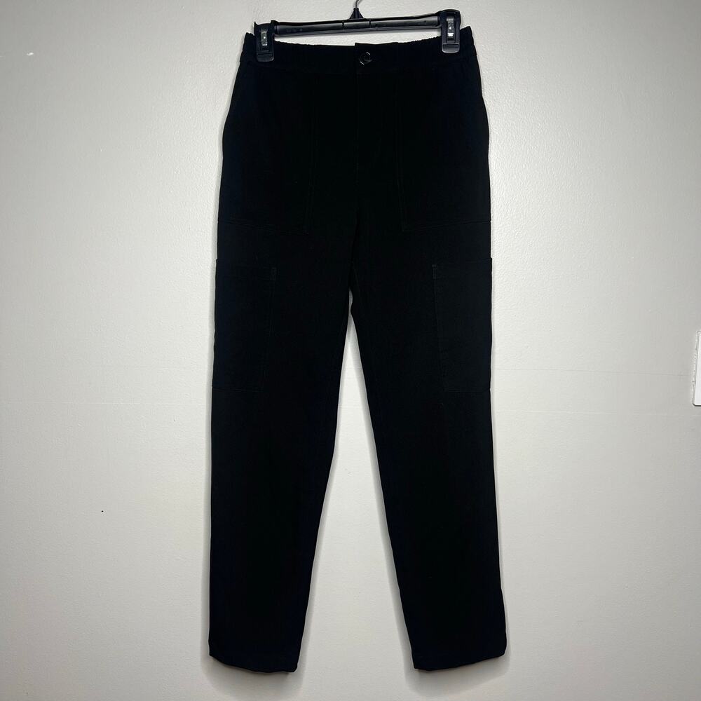 Sanctuary Polished Cargo Pants Sz XS‎ Black Minimalist Basic Elastic Waist Comfy